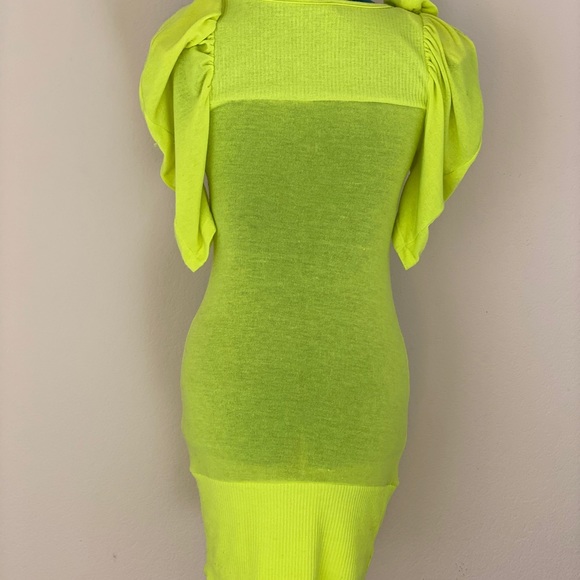 Double Zero Neon Green Flower Minidress M - Picture 4 of 14
